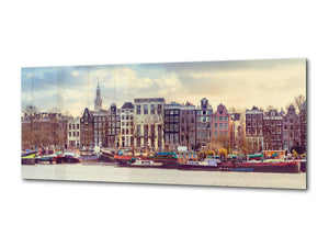 Beautiful Quality Glass Print Picture – Available in 5 different sizes – Cities Series 04: Traditional Dutch houses