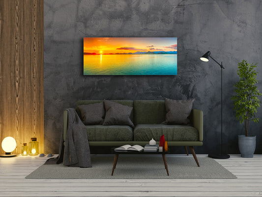 Modern Glass Picture – Available in 5 different sizes – Nature Series 01C: Sunrise over the sea