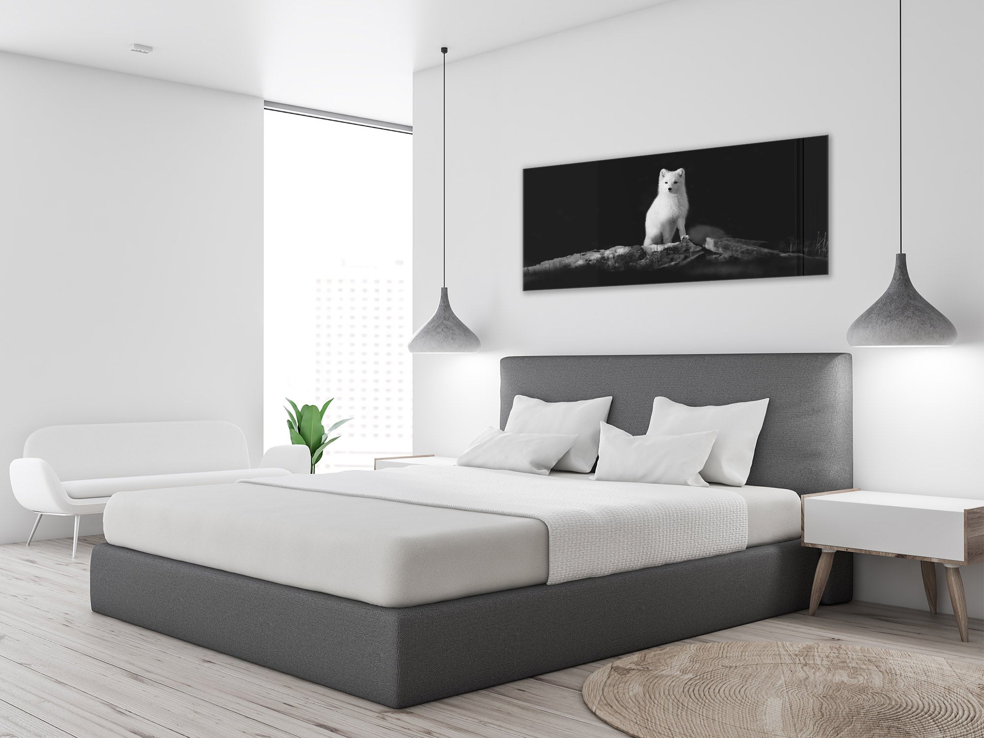 Wall Art Glass Print Picture – Available in 5 different sizes – Animals Series 02 Polar fox