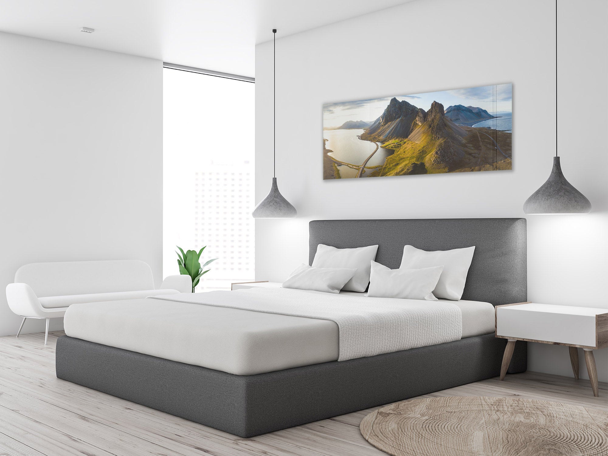 Graphic Art Print on Glass – Available in 5 different sizes – Nature Series 01B: Mountain road in Iceland