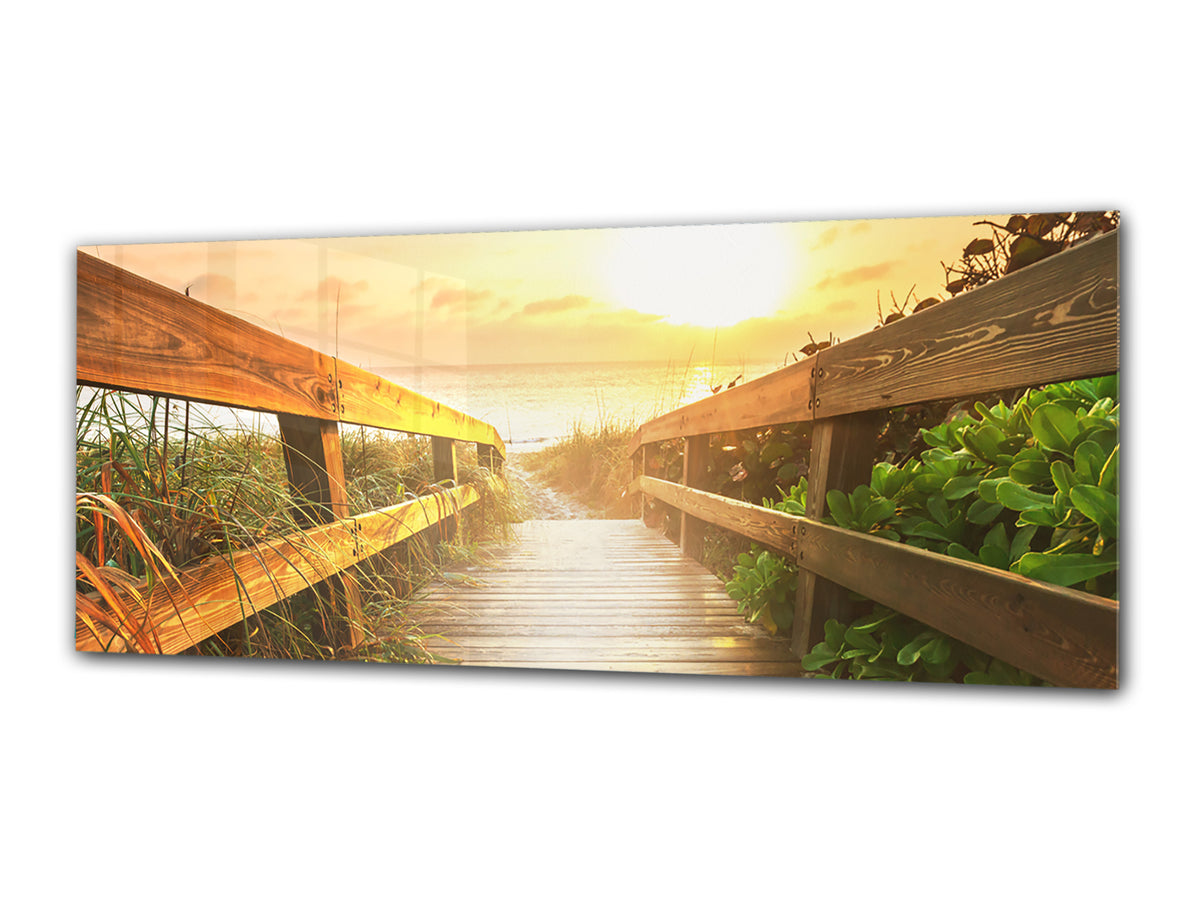 Arte mural con impresión en vidrio: imagen sobre vidrio de 125 x 50 cm (≈ 50” x 20”); Atardecer 6