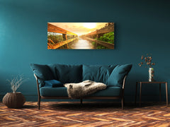 Arte mural con impresión en vidrio: imagen sobre vidrio de 125 x 50 cm (≈ 50” x 20”); Atardecer 6