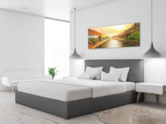 Arte mural con impresión en vidrio: imagen sobre vidrio de 125 x 50 cm (≈ 50” x 20”); Atardecer 6
