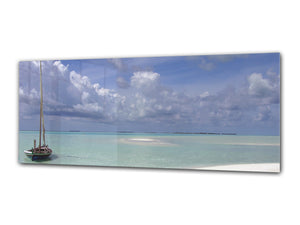 Glass Print Wall Art – Image on Glass 125 x 50 cm (≈ 50” x 20”) ; Sea 20