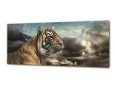 Glass Print Wall Art – Image on Glass 125 x 50 cm (? 50” x 20”) ; Tiger 1