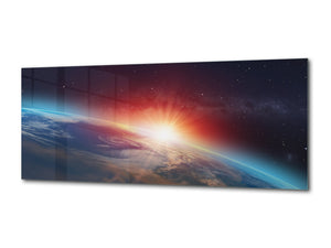 Wall Art Glass Print Canvas Picture – Available in 5 different sizes – Miscellanous Series 05: Planet Earth in space