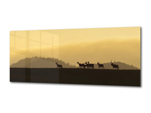 Glass Picture Toughened Wall Art – Available in 5 different sizes – Nature Series 01D: Red deer herd