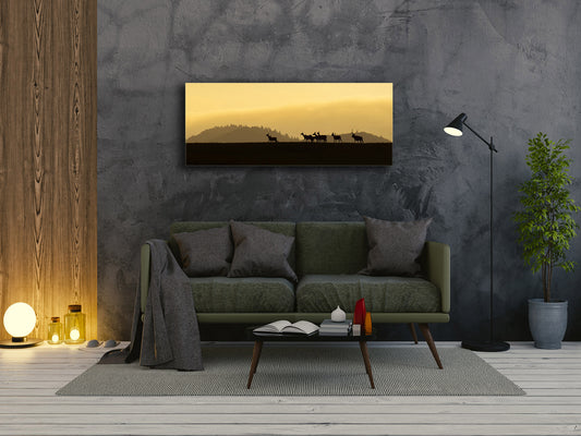 Glass Picture Toughened Wall Art – Available in 5 different sizes – Nature Series 01D: Red deer herd