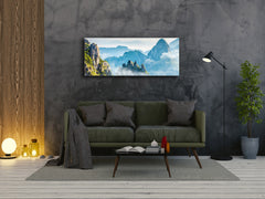 Cuadro de vidrio moderno – Disponible en 5 tamaños diferentes – Serie Naturaleza 01C: Montañas Amarillas