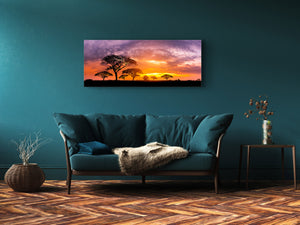Glass Picture Wall Art  – Available in 5 different sizes – Nature Series 01D: Silhouette tree in Africa with sunset