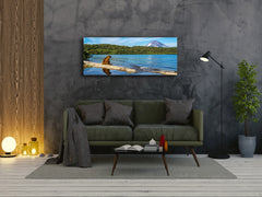 Glass Print Wall Art – Available in 5 different sizes – Nature Series 01A: Lonely bear on the lakeshore