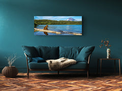Glass Print Wall Art – Available in 5 different sizes – Nature Series 01A: Lonely bear on the lakeshore