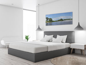 Modern Glass Picture – Available in 5 different sizes – Nature Series 01C: Summer panorama of the river