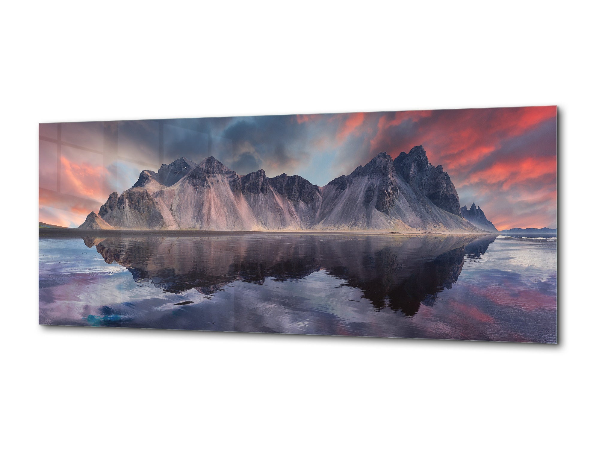 Modern Glass Picture – Available in 5 different sizes – Nature Series 01C: Vestrahorn mountain