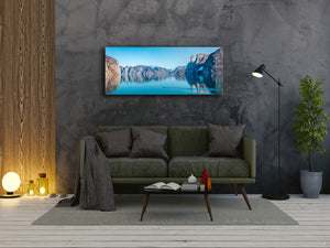 Modern Glass Picture – Available in 5 different sizes – Nature Series 01C: Mountain landscape with reflection