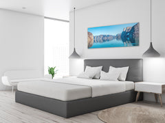 Modernes Glasbild – Erhältlich in 5 verschiedenen Größen – Natur Serie 01C: Berglandschaft mit Spiegelung