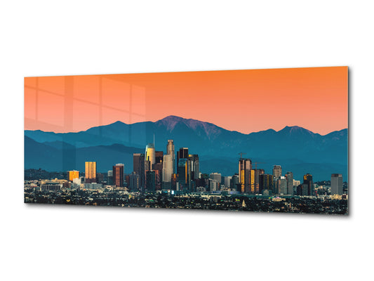 Beautiful Quality Glass Print Picture – Available in 5 different sizes – Cities Series 04: Skyline of Los Angeles