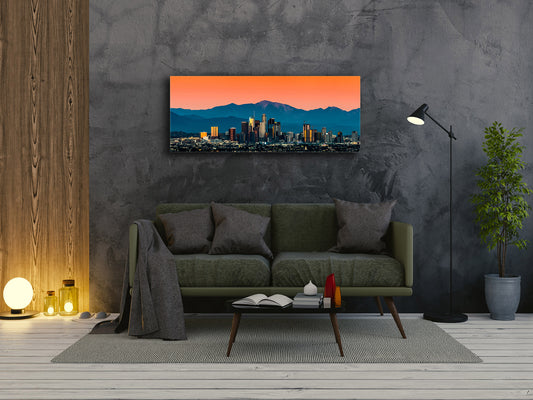 Beautiful Quality Glass Print Picture – Available in 5 different sizes – Cities Series 04: Skyline of Los Angeles
