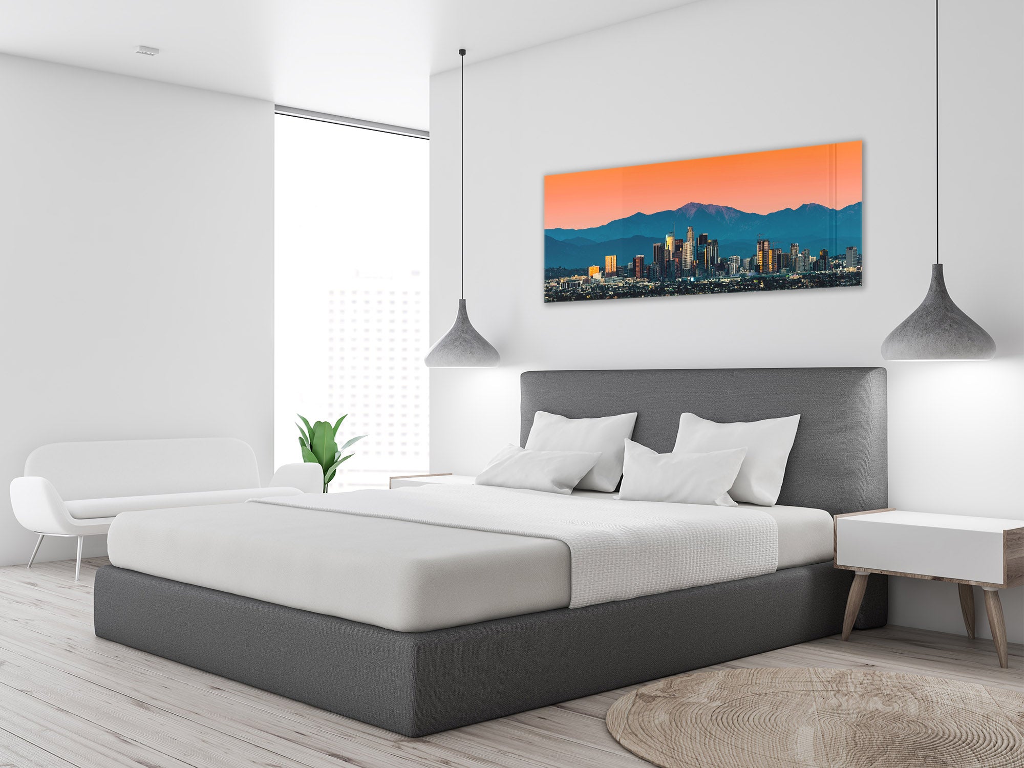 Beautiful Quality Glass Print Picture – Available in 5 different sizes – Cities Series 04: Skyline of Los Angeles