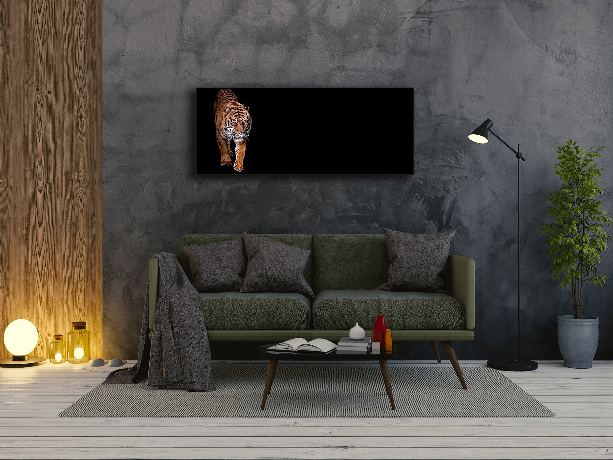 Wall Art Glass Print Picture – Available in 5 different sizes – Animals Series 02: Tiger walking