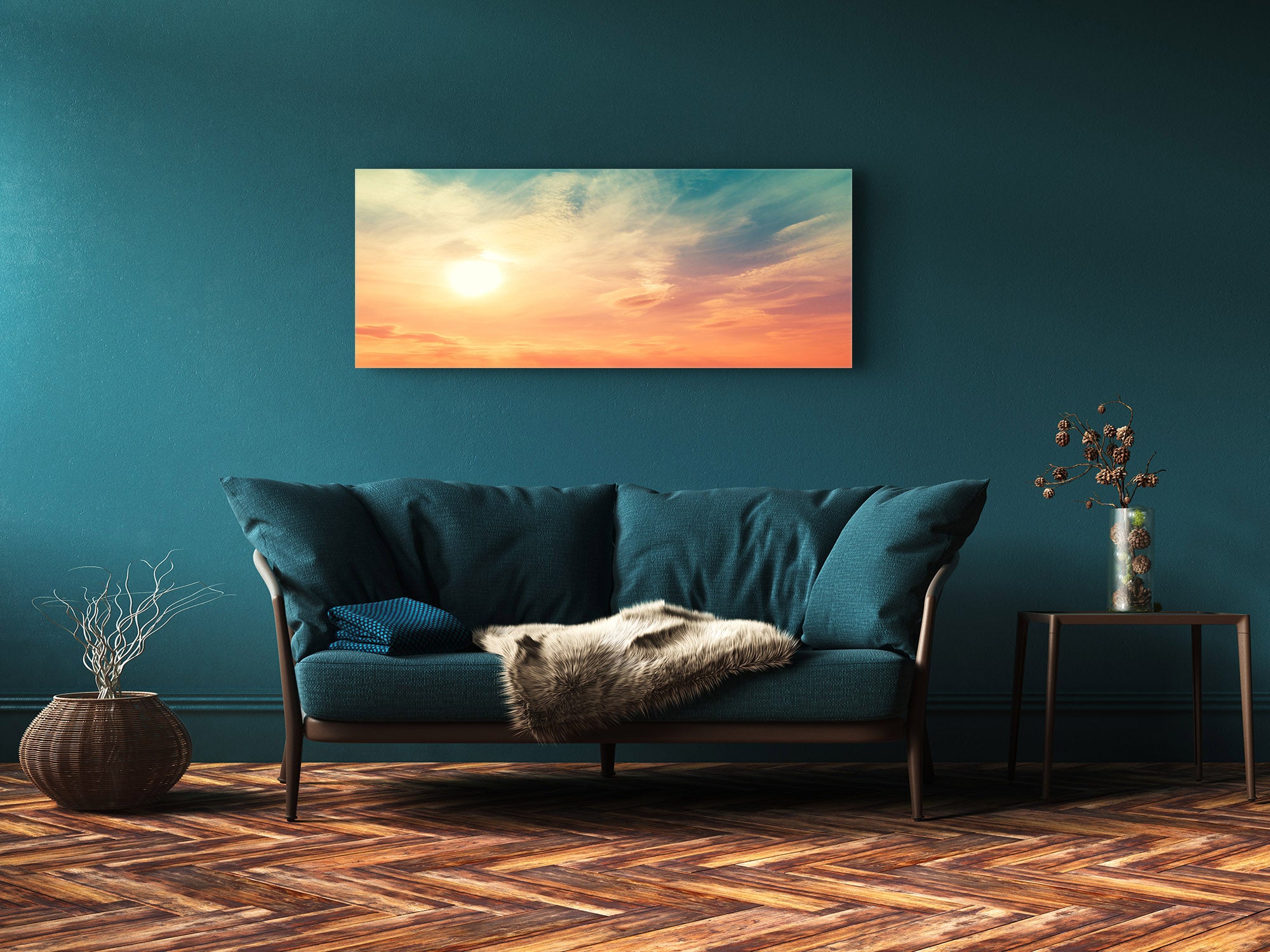 Glass Picture Wall Art  – Available in 5 different sizes – Nature Series 01D: Colorful cloudy sky