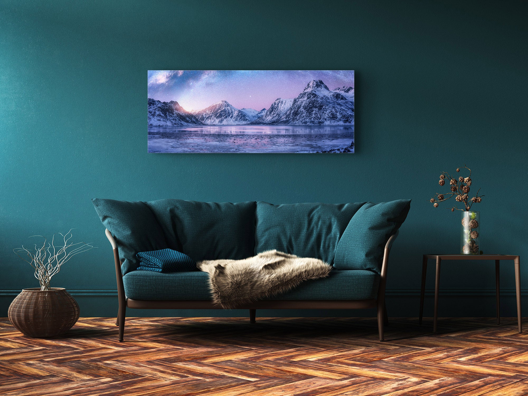 Graphic Art Print on Glass – Available in 5 different sizes – Nature Series 01B: Mountain lake in winter