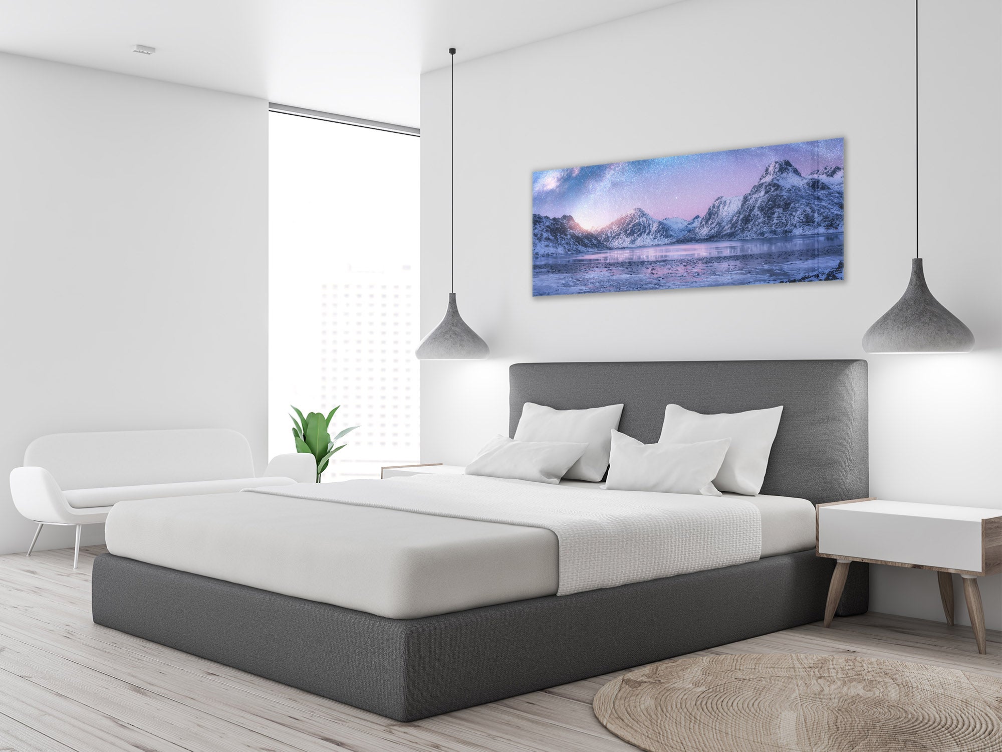 Graphic Art Print on Glass – Available in 5 different sizes – Nature Series 01B: Mountain lake in winter