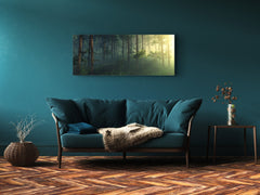 Cuadro de vidrio moderno – Disponible en 5 tamaños diferentes – Serie Naturaleza 01C: Bosque bajo el sol de la mañana