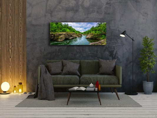 Glass Print Wall Art – Available in 5 different sizes – Nature Series 01A: Mountain forest river