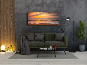 Modern Glass Picture – Available in 5 different sizes – Nature Series 01C: Sunset seashore
