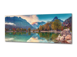 Graphic Art Print on Glass  – Available in 5 different sizes – Nature Series 01B: Jasna lake in Slovenia