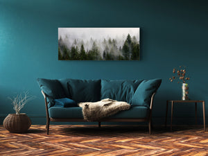 Modern Glass Picture – Available in 5 different sizes – Nature Series 01C: Early morning fog in the forest
