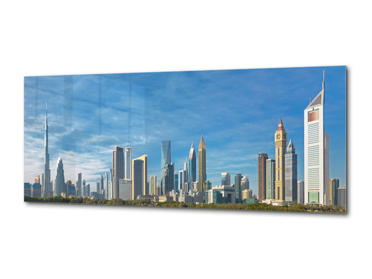 Beautiful Quality Glass Print Picture – Available in 5 different sizes – Cities Series 04: Modern city center in Dubai