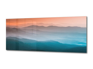 Glass Picture Wall Art – Available in 5 different sizes – Nature Series 01D: Mountains under mist