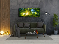 Glass Print Wall Art – Available in 5 different sizes – Nature Series 01A: Sunlight in a lush green forest