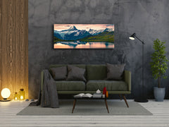 Graphic Art Print on Glass – Available in 5 different sizes – Nature Series 01B: Astonishing morning scene in the Swiss Alps