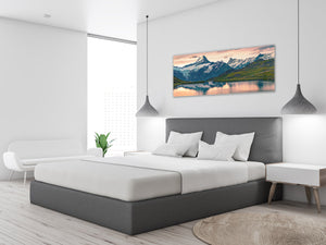 Graphic Art Print on Glass – Available in 5 different sizes – Nature Series 01B: Astonishing morning scene in the Swiss Alps