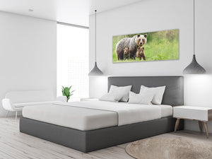 Wall Art Glass Print Picture – Available in 5 different sizes – Animals Series 02: Bear family