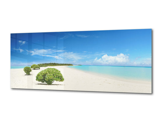 Glass Picture Toughened Wall Art – Glass Picture Wall Art – Available in 5 different sizes – Nature Series 01D: Green trees against blue sky