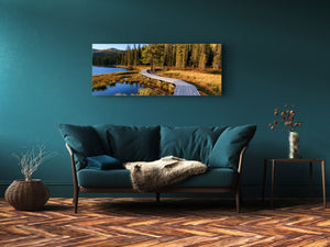 Glass Print Wall Art – Image on Glass 125 x 50 cm (≈ 50” x 20”) ; Forest 5