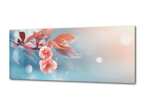 Glass Wall Art – Available in 5 different sizes – Flowers and leaves Series 03: Pink flowers
