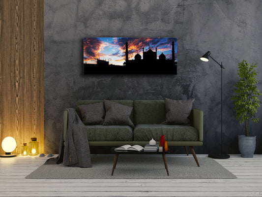 Glass Picture Wall Art  – Available in 5 different sizes – Nature Series 01D: Mosques silhouette