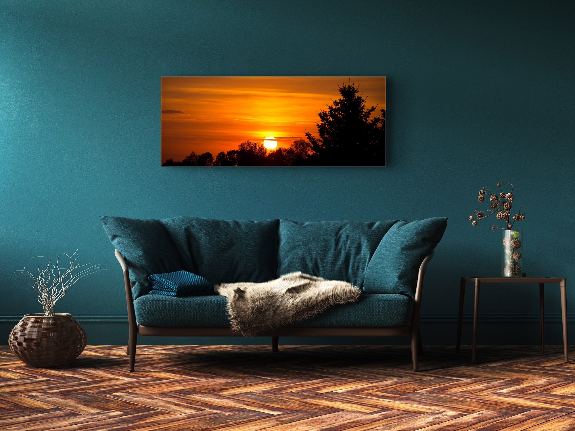 Glass Picture Wall Art - Available in 5 different sizes  – Nature Series 01D: Fiery sunset