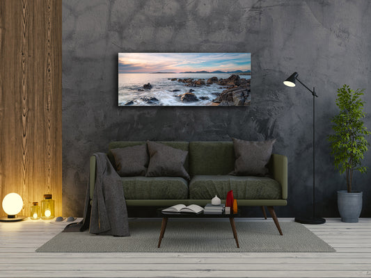 Glass Picture Wall Art  – Available in 5 different sizes – Nature Series 01D: Rocks in the sea