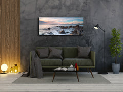Glass Picture Wall Art  – Available in 5 different sizes – Nature Series 01D: Rocks in the sea