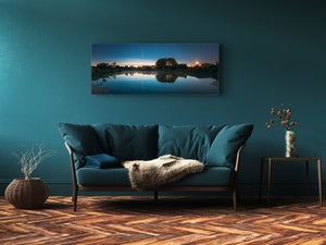 Glass Picture Toughened Wall Art – Available in 5 different sizes – Nature Series 01D: Rising moon in night starry sky