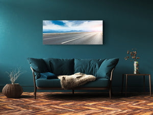 Modern Glass Picture – Available in 5 different sizes – Nature Series 01C: Road under blue sky
