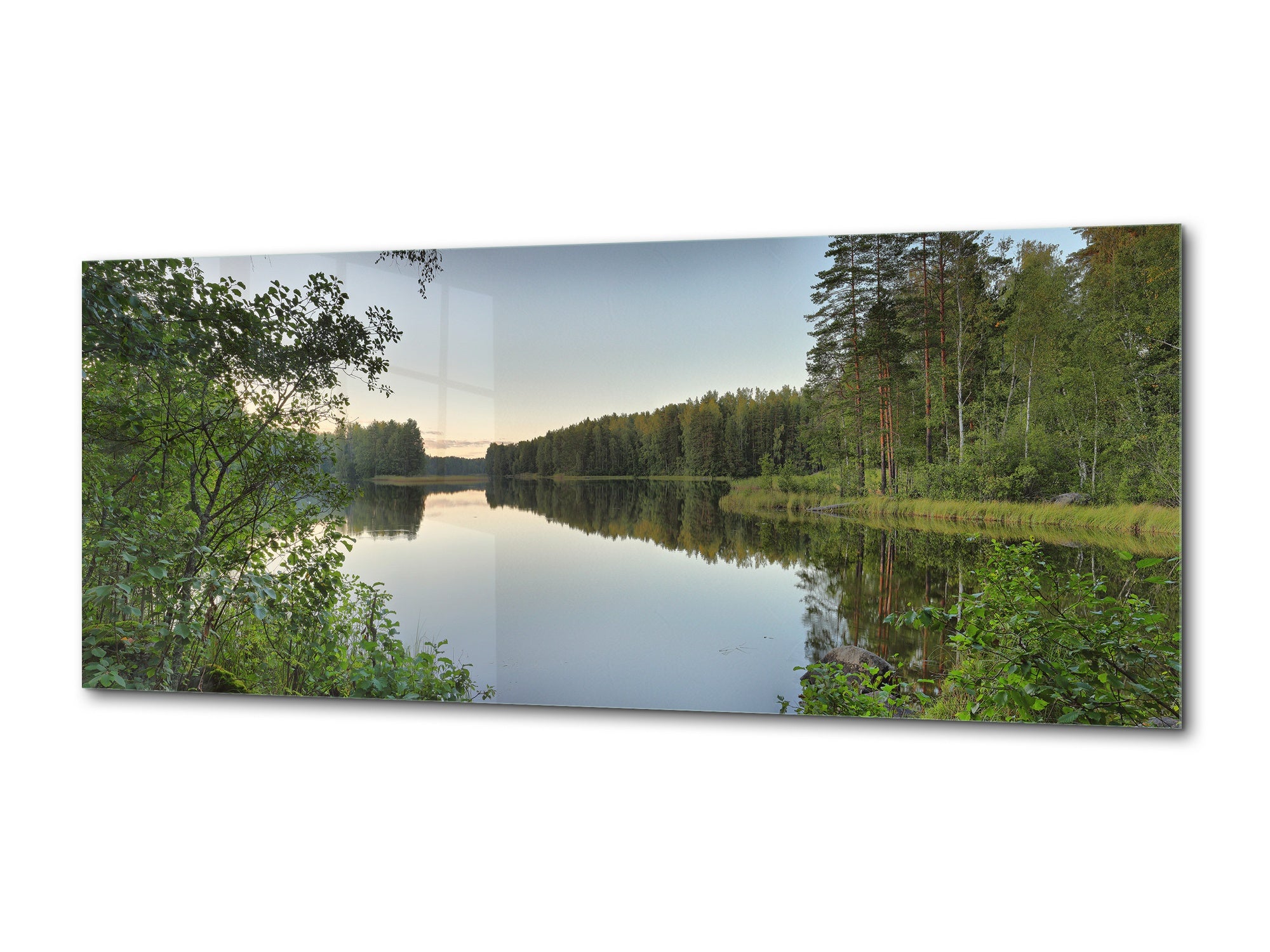 Glass Print Wall Art – Available in 5 different sizes – Nature Series 01A: Quiet lake in the evening twilight