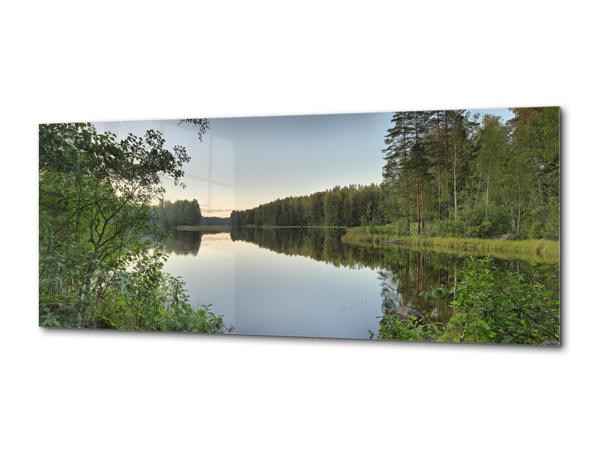 Glass Print Wall Art – Available in 5 different sizes – Nature Series 01A: Quiet lake in the evening twilight