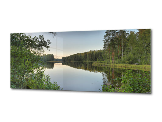 Glass Print Wall Art – Available in 5 different sizes – Nature Series 01A: Quiet lake in the evening twilight
